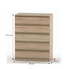 5 fiókos komód, tölgy sonoma, HANY NEW 005