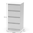 4 fiókos komód, fehér, HANY NEW 009