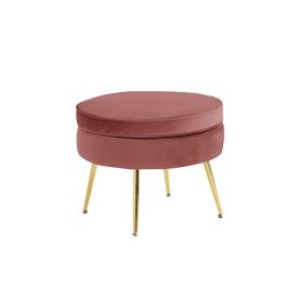   Luxus zsámoly/puff, rózsaszín Velvet szövet/króm arany, Art-deco, NOBLIN TYP 1