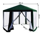 Kerti pavilon sátor, 3,9x2,5x3,9m, zöld/fehér, RINGE TYP 1+6 oldal