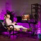 Irodai/gamer fotel, fekete/fehér/bézs, OZGE 2 NEW