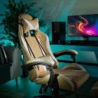 Irodai/gamer fotel, fekete/fehér/bézs, OZGE 2 NEW