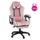 Irodai/gamer szék RGB LED világítással, rózsaszín/fehér, JOVELA