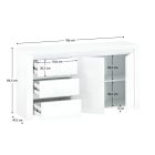 Komód 2D3S, fehér fényes, LINDY