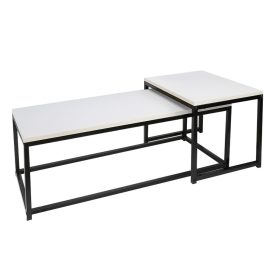   2 dohányzóasztal szett, matt fehér/fekete, KASTLER NEW TYP 2