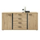 Komód, artisan tölgy/fekete, KANODE