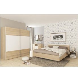   Hálószoba garnitúra (ágy 180x200 cm), tölgy sonoma/fehér, GABRIELA NEW