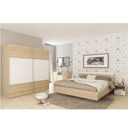 Hálószoba garnitúra (ágy 180x200 cm), tölgy sonoma/fehér, GABRIELA NEW