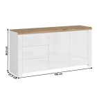 Komód 2D3S, fényes fehér/wotan tölgy, VILGO