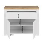 Komód 2D1S, fényes fehér/wotan tölgy, VILGO