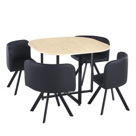 Étkező szett 1+4, tölgy/fekete, BEVIS NEW