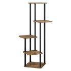 Fém virágállvány, fekete/rusztikus fa, ADITE