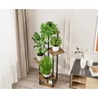 Fém virágállvány, fekete/rusztikus fa, ADITE