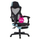 Irodai/gamer szék, fekete/neomint,  teherbírás 150 kg, JORIK NEW