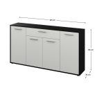 Komód, fekete/fehér, LUNIA