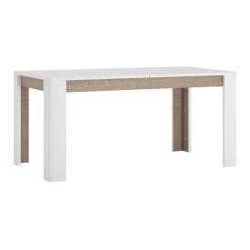   Széthúzható étkezőasztal, fehér extra magasfényű HG/sonoma tölgy sötét trufla, 160-200x90 cm, LYNATET TYP 75