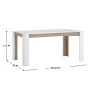 Széthúzható étkezőasztal, fehér extra magasfényű HG/sonoma tölgy sötét trufla, 160-200x90 cm, LYNATET TYP 75