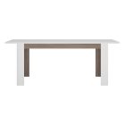 Széthúzható étkezőasztal, fehér extra magasfényű HG/sonoma tölgy sötét trufla, 160-200x90 cm, LYNATET TYP 75
