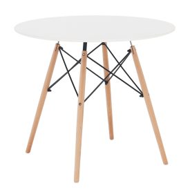   Étkezőasztal,  fehér/bükk, átmérő 80 cm, GAMIN 2 NEW 80
