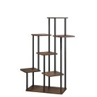 Fém virágállvány, fekete/rusztikus fa, ADITE TYP 2