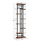 Fém virágállvány, fekete/rusztikus fa, LEDOR TYP 4