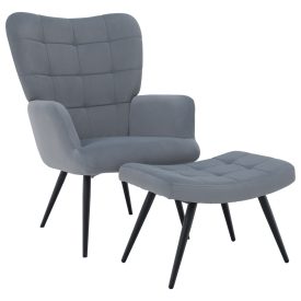 Fotel lábtartóval, szürke Velvet szövet/fekete, HABEN
