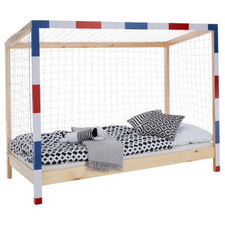 Montessori ágy, természetes/fehér/kék/piros, 90x200, FUTAL