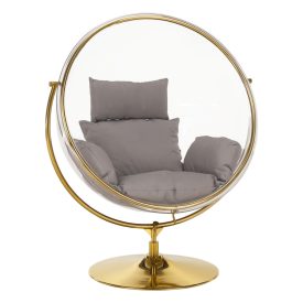   Függő fotel állvánnyal, átlátszó/arany/szürke, BUBBLE NEW TYP 2
