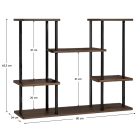 Fém virágtartó állvány, fekete/rusztikus fa, LEDER