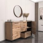 Komód, wotan tölgy/fekete, AMONI 2D3S