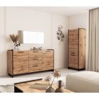 Komód, wotan tölgy/fekete, AMONI 2D3S