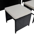 Kerti rattan szett, akácfa, fekete/krémszínű/természetes, MELFORD