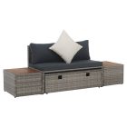 Kerti rattan szett, szürke/természetes/krémszínű, DEBRA