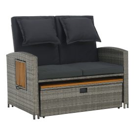 Kerti rattan heverő, szürke/természetes, MALORY