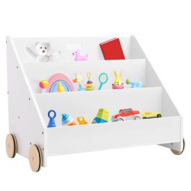 Gyerek könyvespolc kerekekkel, fehér, BERUS