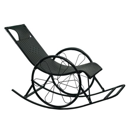 Hintaszék, rattan/fém, fekete, ROKIN