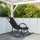 Hintaszék, rattan/fém, fekete, ROKIN