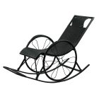 Hintaszék, rattan/fém, fekete, ROKIN