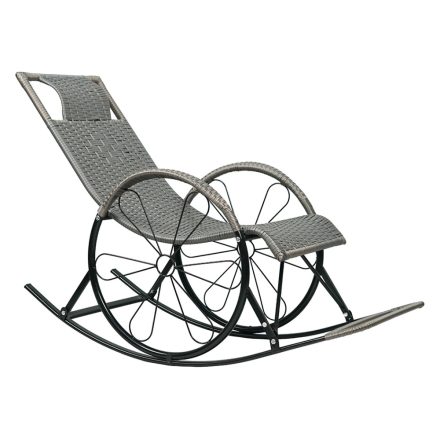 Hintaszék, rattan/fém, szürke, ROKIN