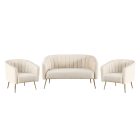 Design fotel, bézs Velvet szövet/gold króm-arany, BAGY