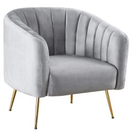 Design fotel, szürke Velvet szövet/gold króm-arany, BAGY