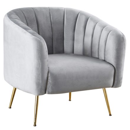 Design fotel, szürke Velvet szövet/gold króm-arany, BAGY