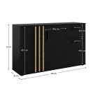 Komód, 3D1S, fekete/artisan tölgy, TOLIS TYP 2