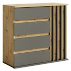 Komód, 1D4S grafit/artisan tölgy, DERIS