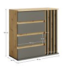 Komód, 1D4S grafit/artisan tölgy, DERIS