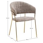 Design étkezőszék, barna szövet/gold króm arany, DASMIN TYP 1
