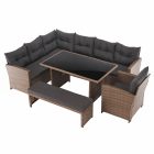 Kerti rattan szett, szürkésbarna/világosbarna, SAGIR