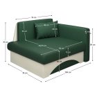 Kinyitható fotel, zöld/bézs, KUBOŠ NEW UNI