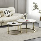 2 darabos dohányzóasztal szett, márvány imitáció/gold króm-arany, DEVNET 3 NEW