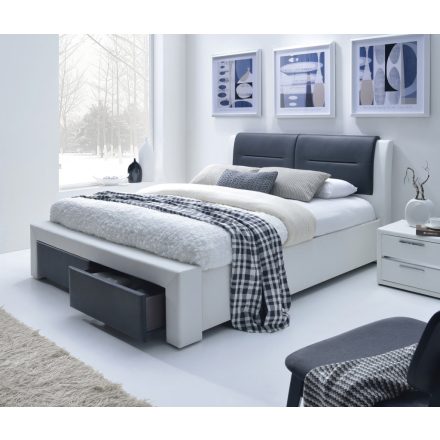 CASSANDRA S 160 ágy, ágyneműtartóval, szín: fekete/fehér